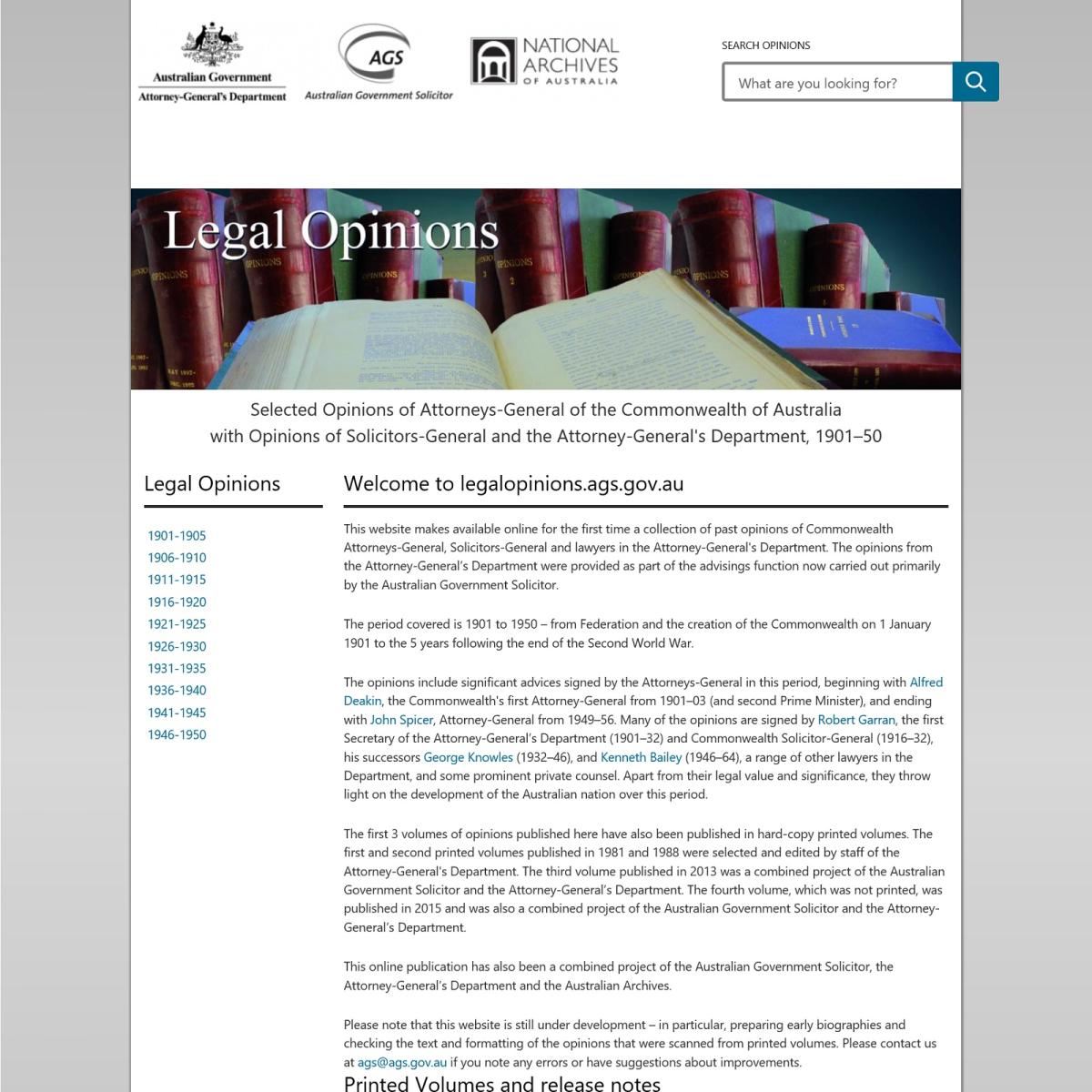 Legal Opinions website screenshot