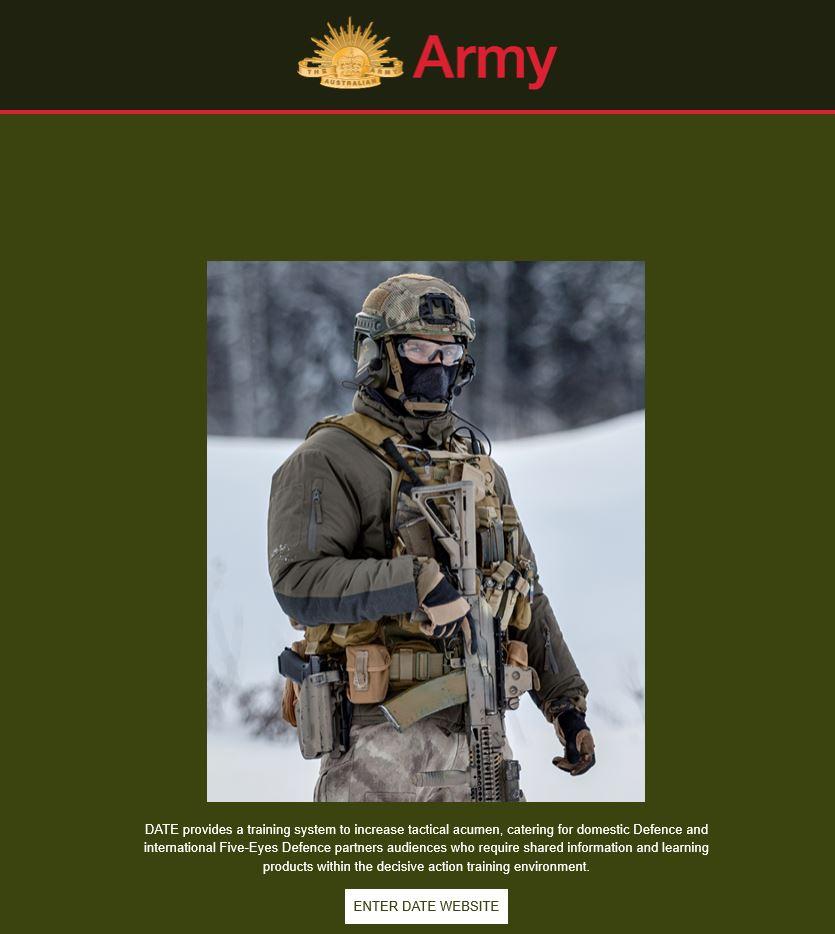 DATE Army homepage screenshot