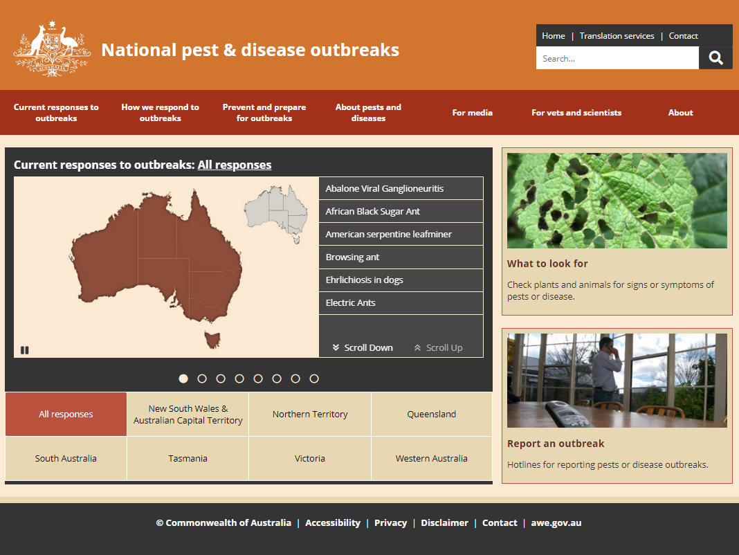 National pest & disease outbreaks