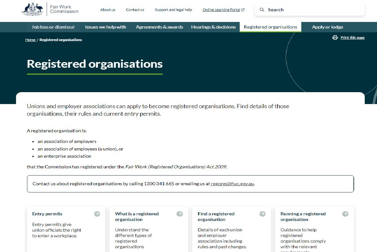 Registered Organisations Commission